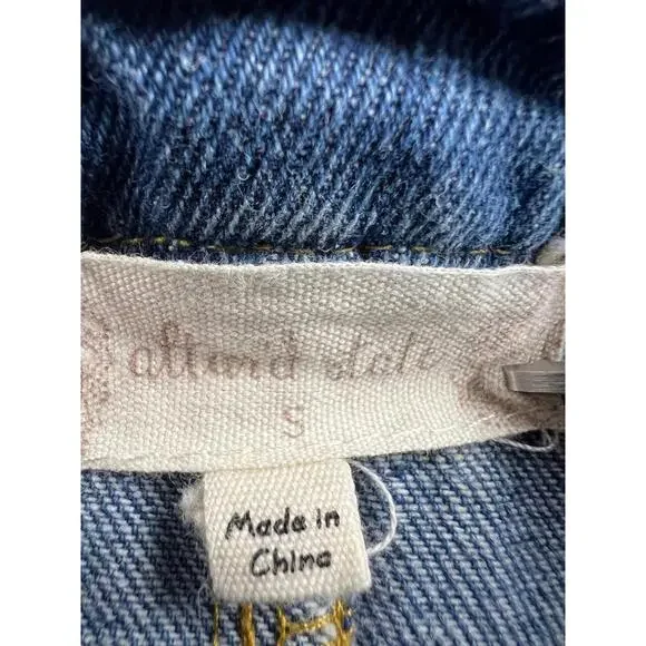 Altar'd State Two-Tone Denim Mini Skirt with Frayed Hem Size Small - Picture 5 of 6